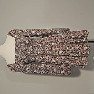 No Comment LA NY Floral slimming tube top stretch long sleeved midi dress VGUC